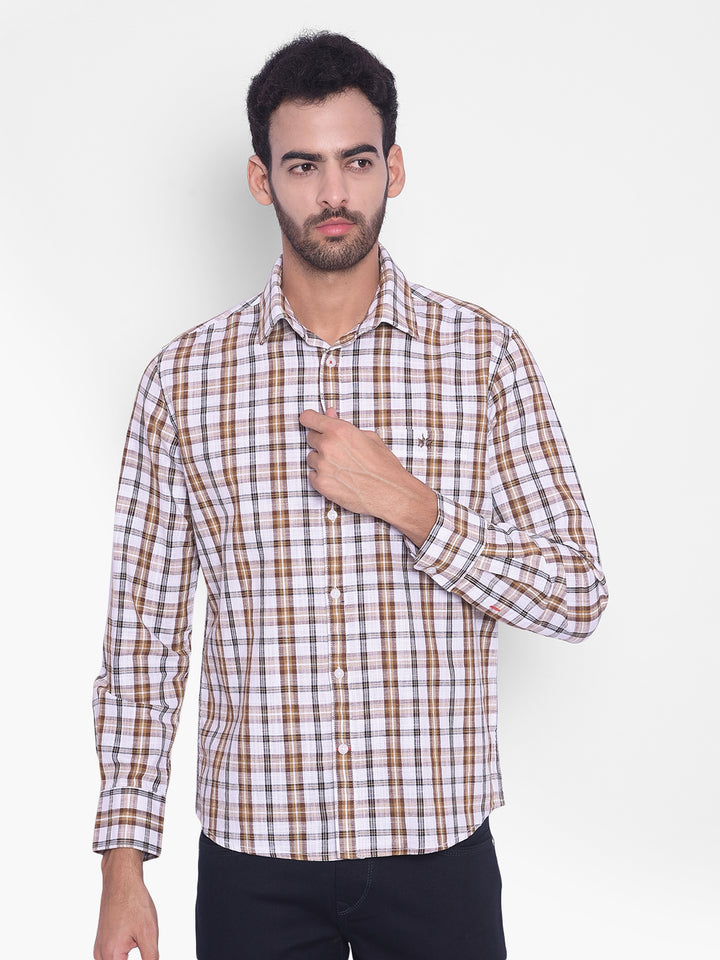 Brown Checked Shirt-Mens Shirts-Crimsoune Club