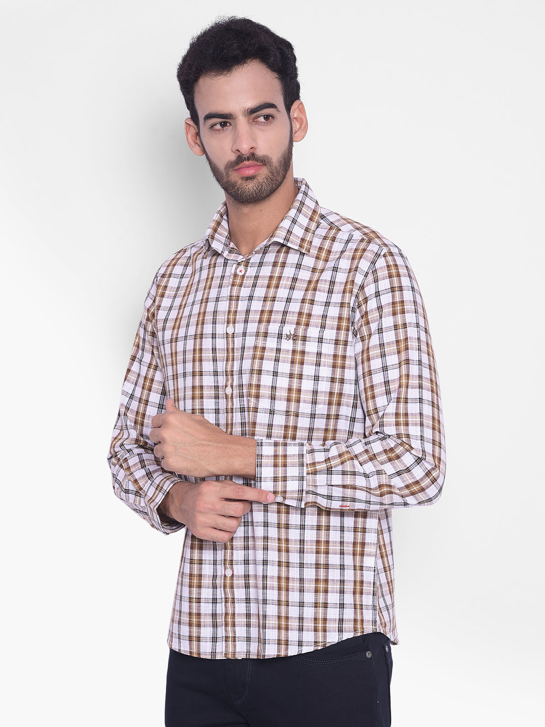 Brown Checked Shirt-Mens Shirts-Crimsoune Club