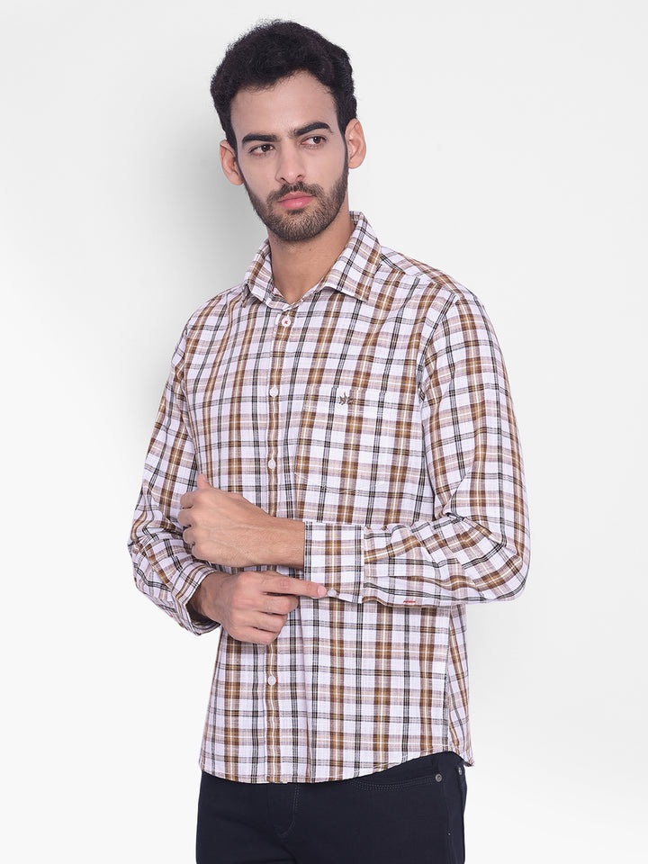 Brown Checked Shirt-Mens Shirts-Crimsoune Club