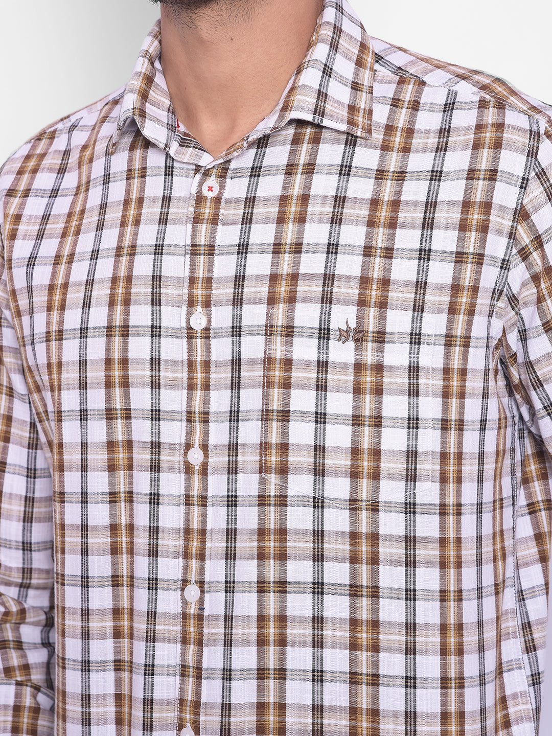 Brown Checked Shirt-Mens Shirts-Crimsoune Club
