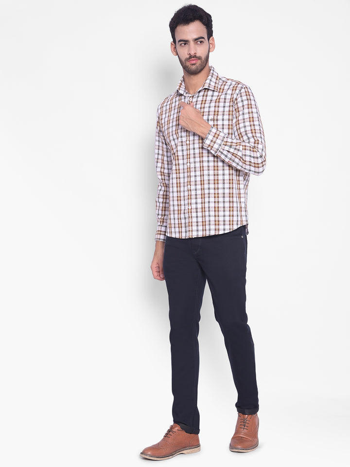 Brown Checked Shirt-Mens Shirts-Crimsoune Club