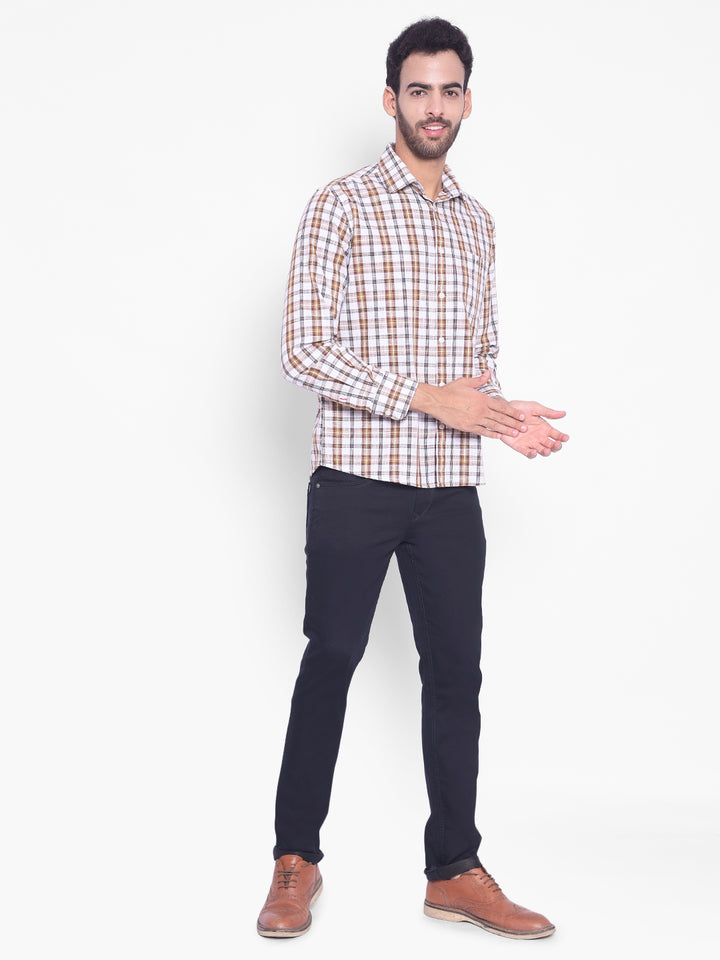 Brown Checked Shirt-Mens Shirts-Crimsoune Club