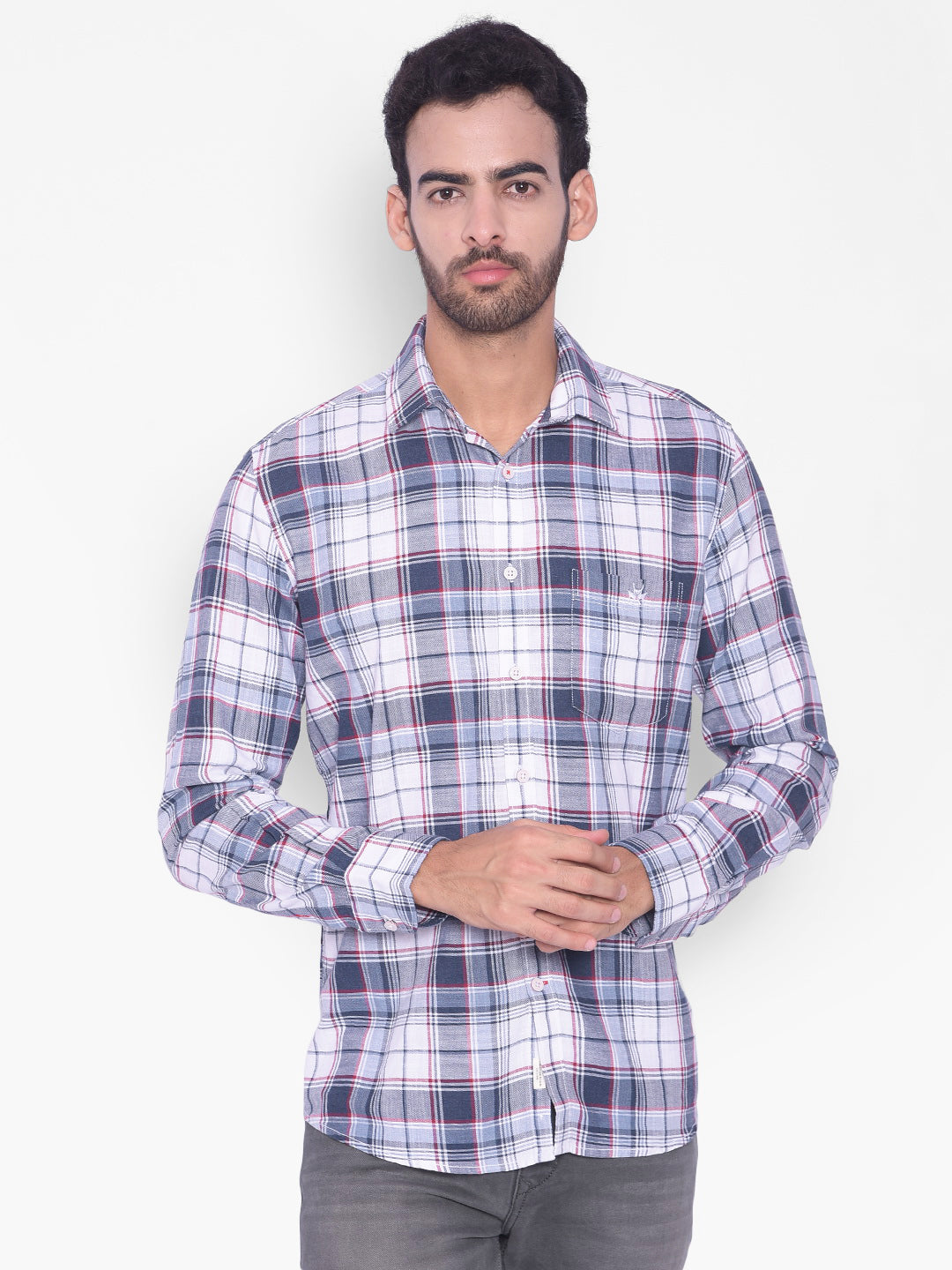 Grey Checked Shirt-Mens Shirts-Crimsoune Club