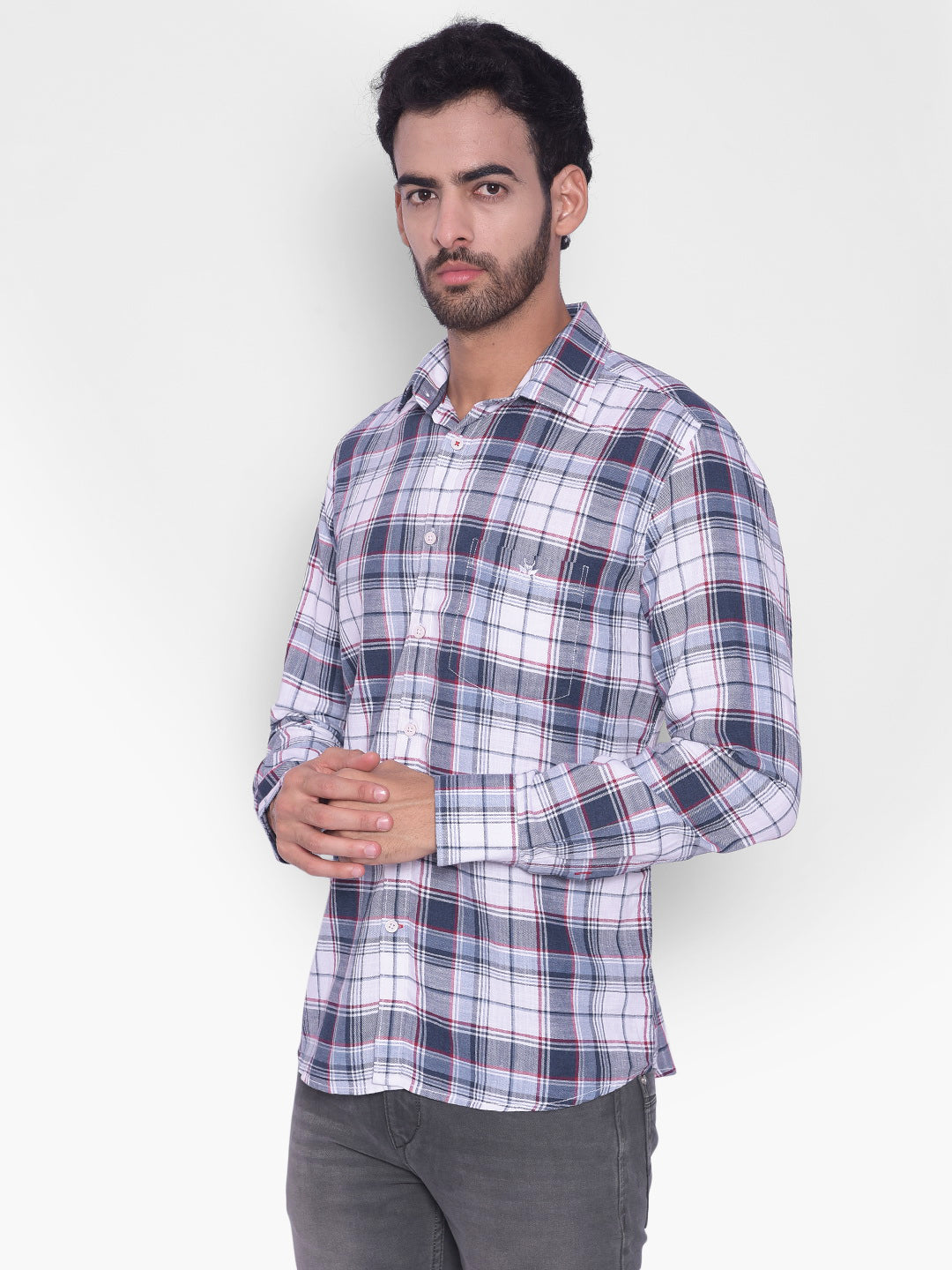 Grey Checked Shirt-Mens Shirts-Crimsoune Club