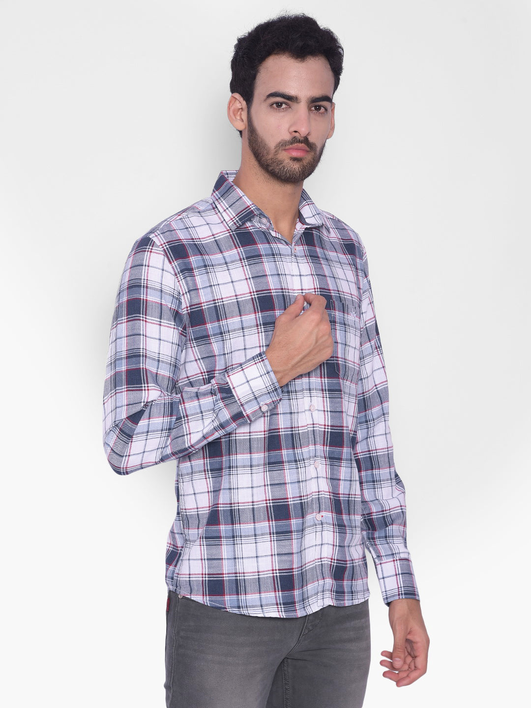 Grey Checked Shirt-Mens Shirts-Crimsoune Club