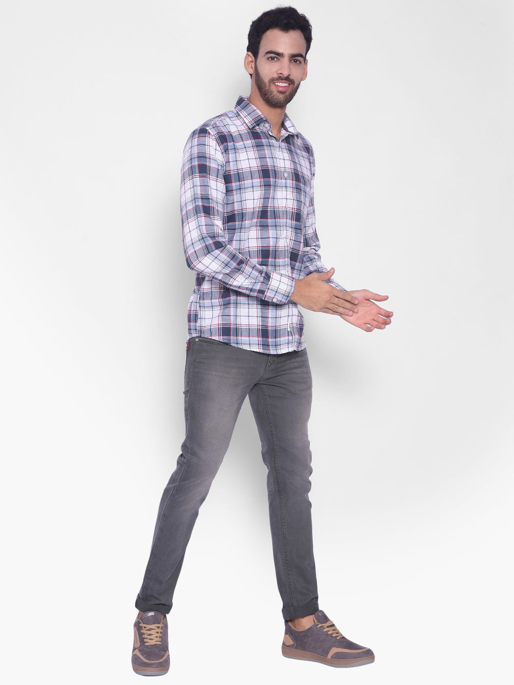 Grey Checked Shirt-Mens Shirts-Crimsoune Club