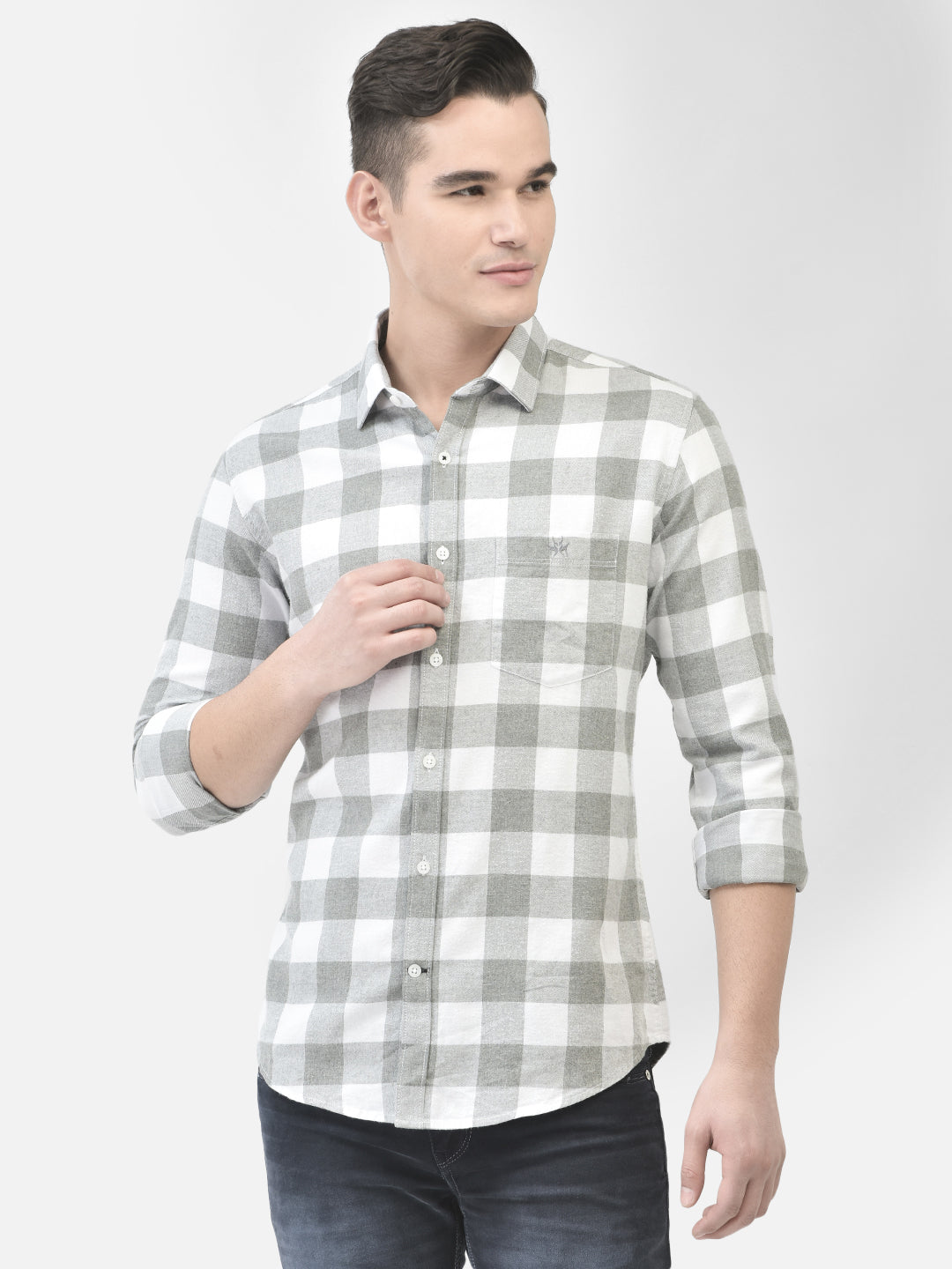 White Checked Shirt-Men Shirts-Crimsoune Club