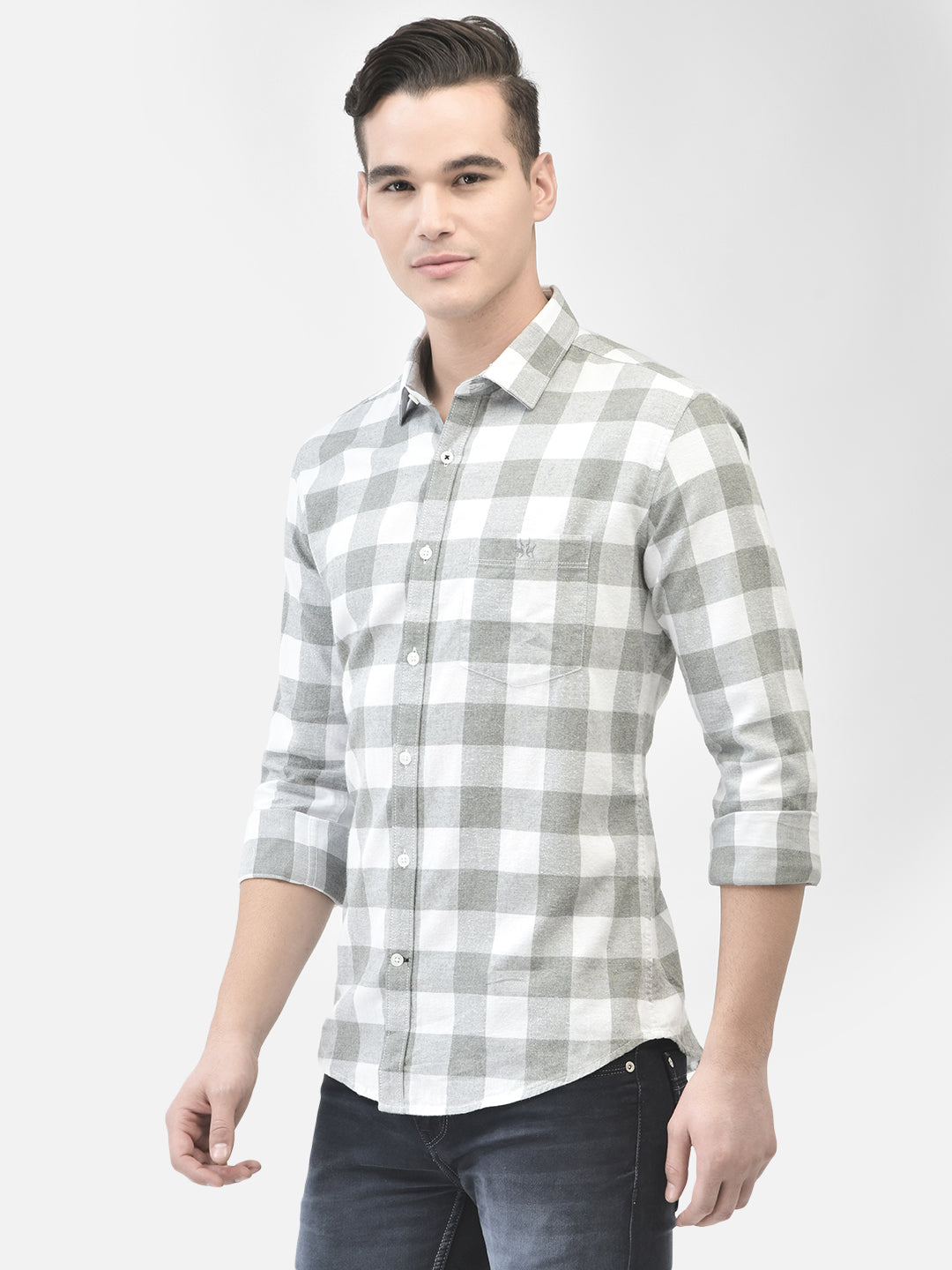 White Checked Shirt-Men Shirts-Crimsoune Club