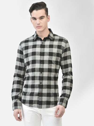 Grey Checked Shirt-Men Shirts-Crimsoune Club