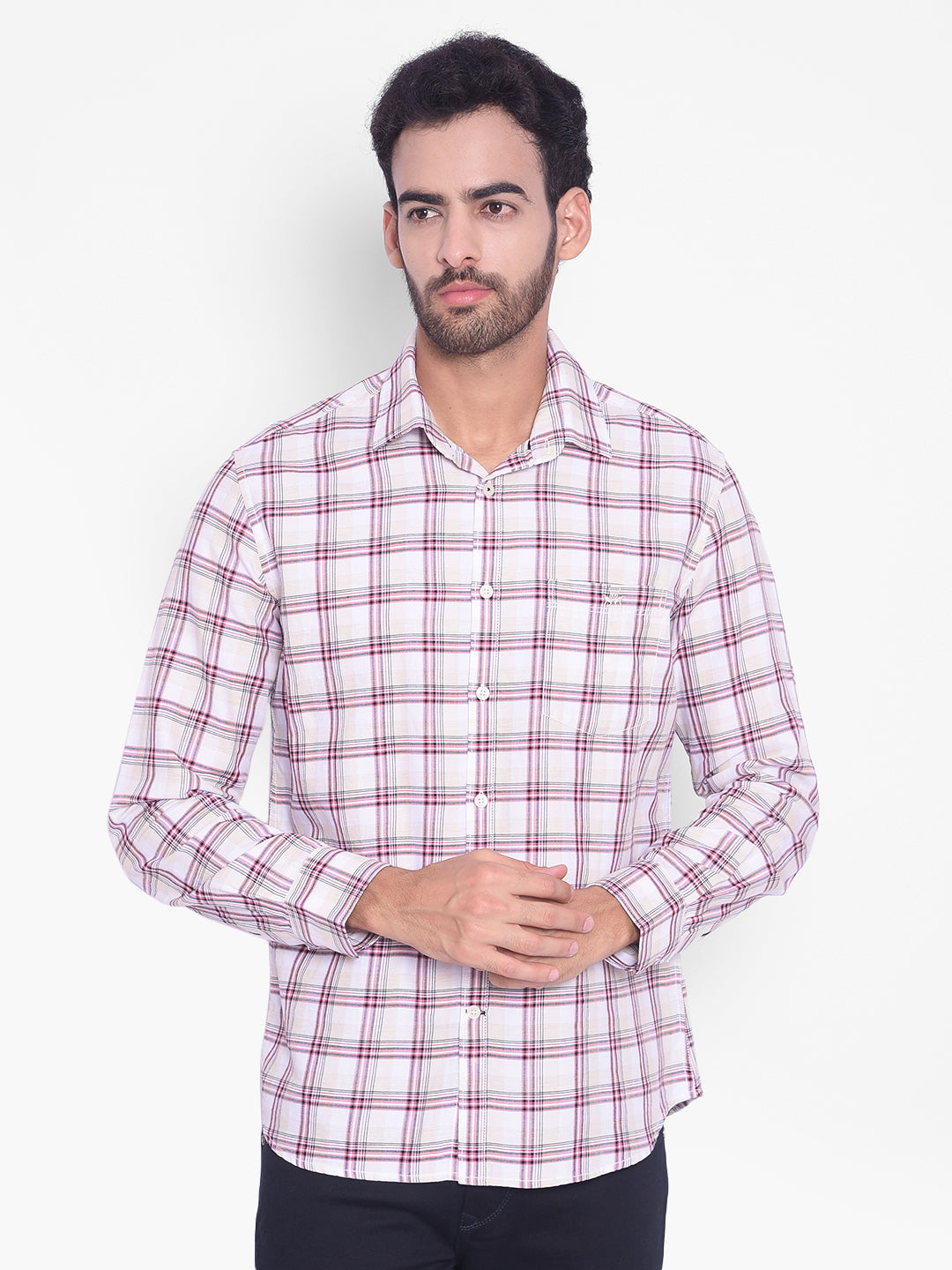 Pink Checked Shirt-Mens Shirts-Crimsoune Club