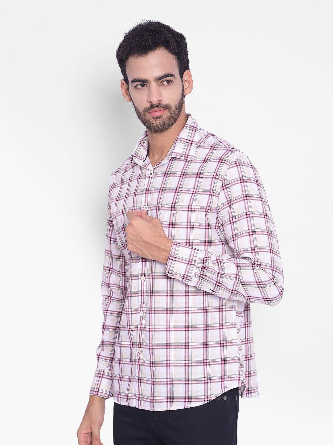 Pink Checked Shirt-Mens Shirts-Crimsoune Club