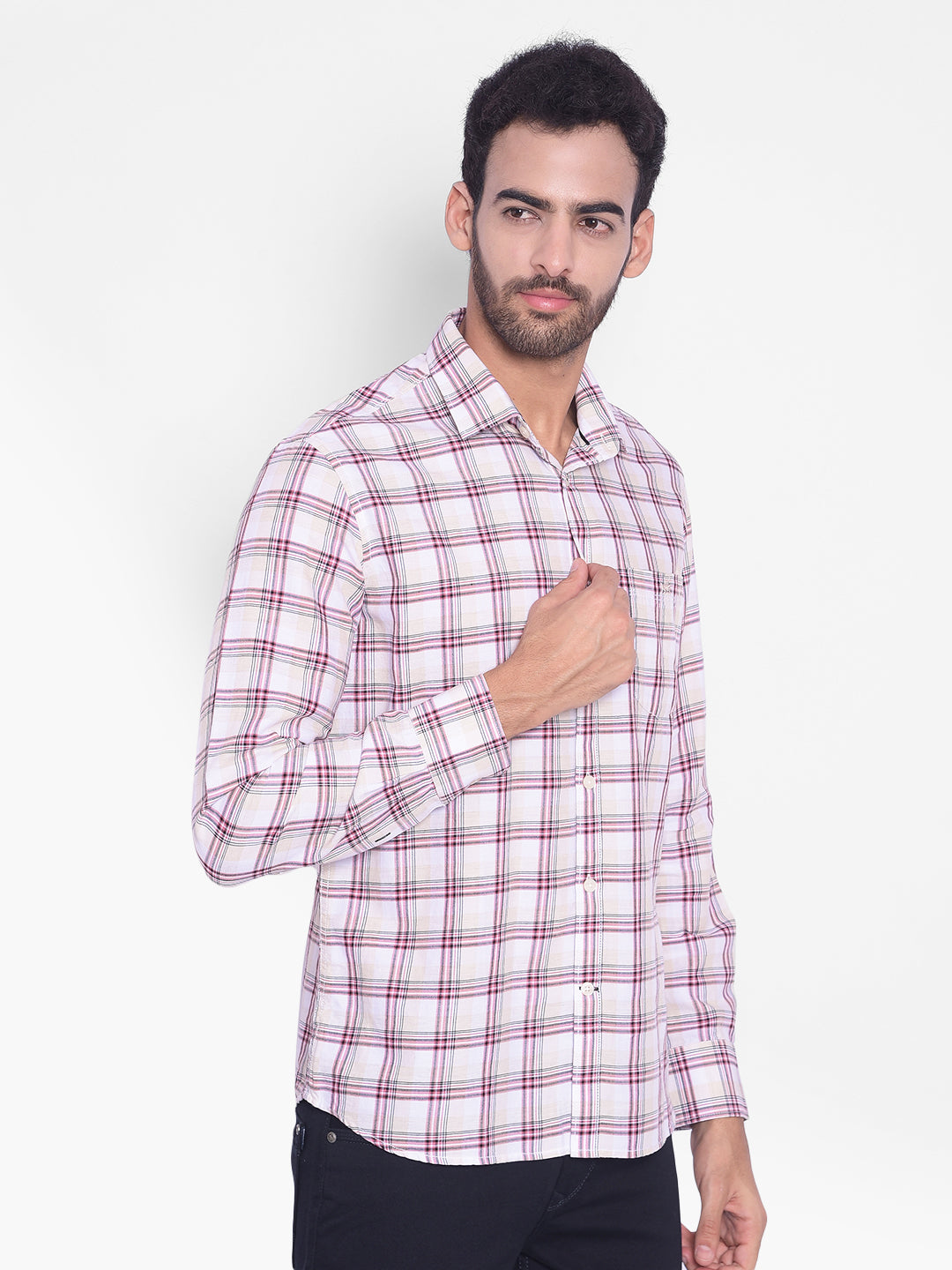 Pink Checked Shirt-Mens Shirts-Crimsoune Club