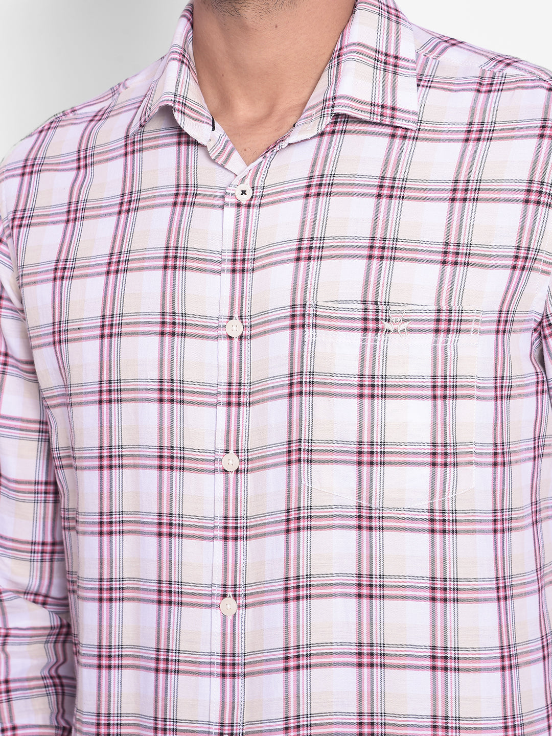 Pink Checked Shirt-Mens Shirts-Crimsoune Club