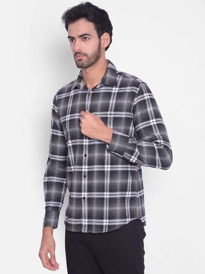 Grey Checked Shirt-Men Shirts-Crimsoune Club