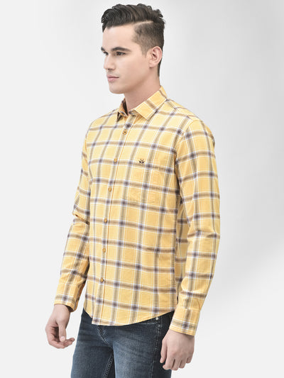 Yellow Checked Shirt-Men Shirts-Crimsoune Club