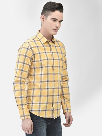 Yellow Checked Shirt-Men Shirts-Crimsoune Club