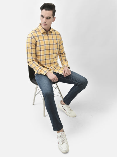 Yellow Checked Shirt-Men Shirts-Crimsoune Club