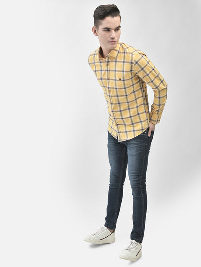 Yellow Checked Shirt-Men Shirts-Crimsoune Club