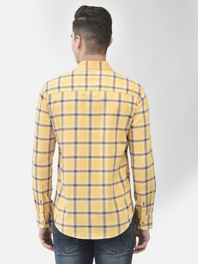 Yellow Checked Shirt-Men Shirts-Crimsoune Club