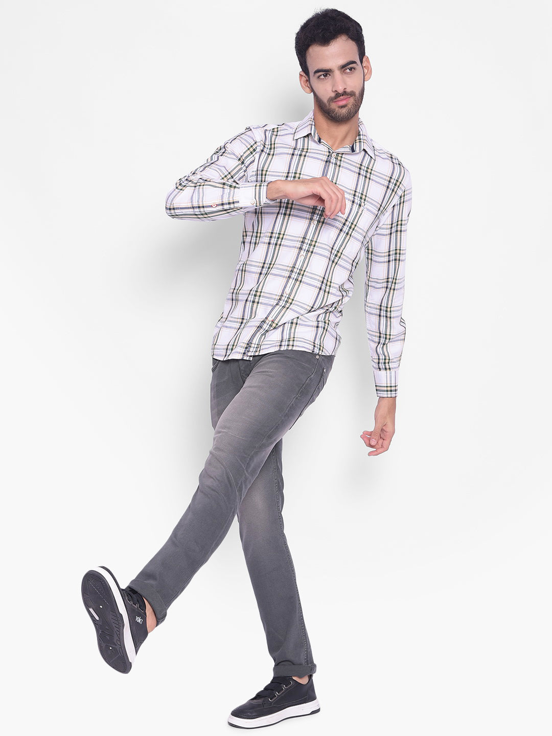White Checked Shirt-Mens Shirts-Crimsoune Club