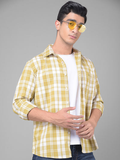 Yellow Checked Shirt-Men Shirts-Crimsoune Club