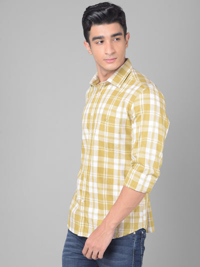 Yellow Checked Shirt-Men Shirts-Crimsoune Club