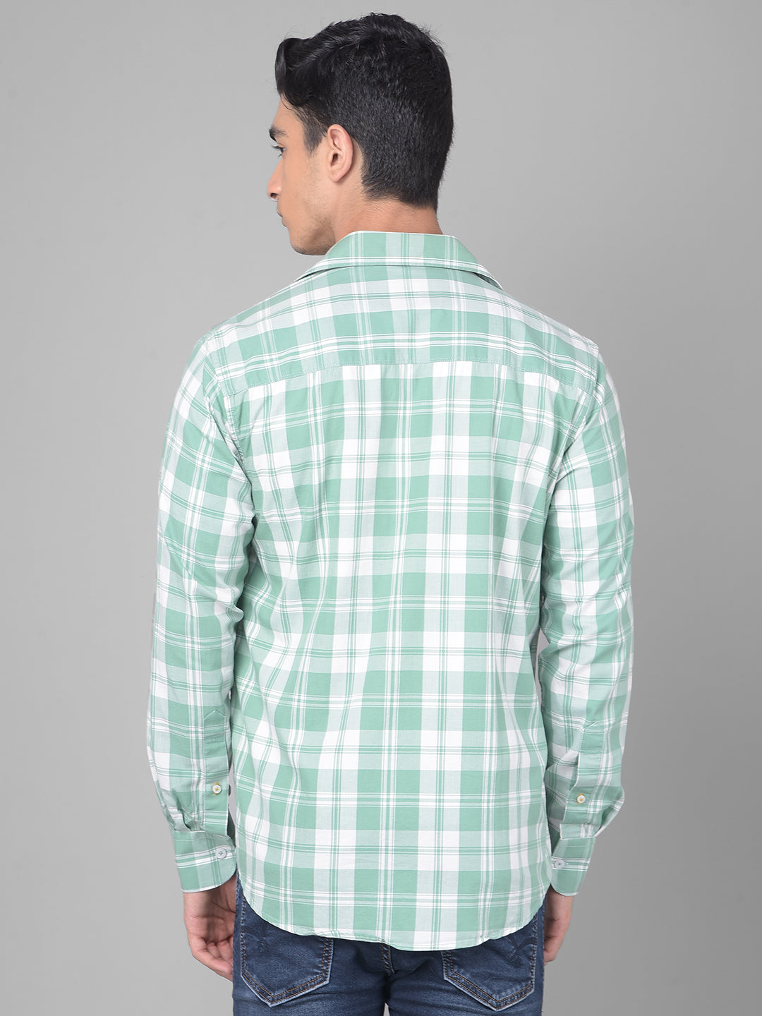 Green Checked Shirt-Men Shirts-Crimsoune Club