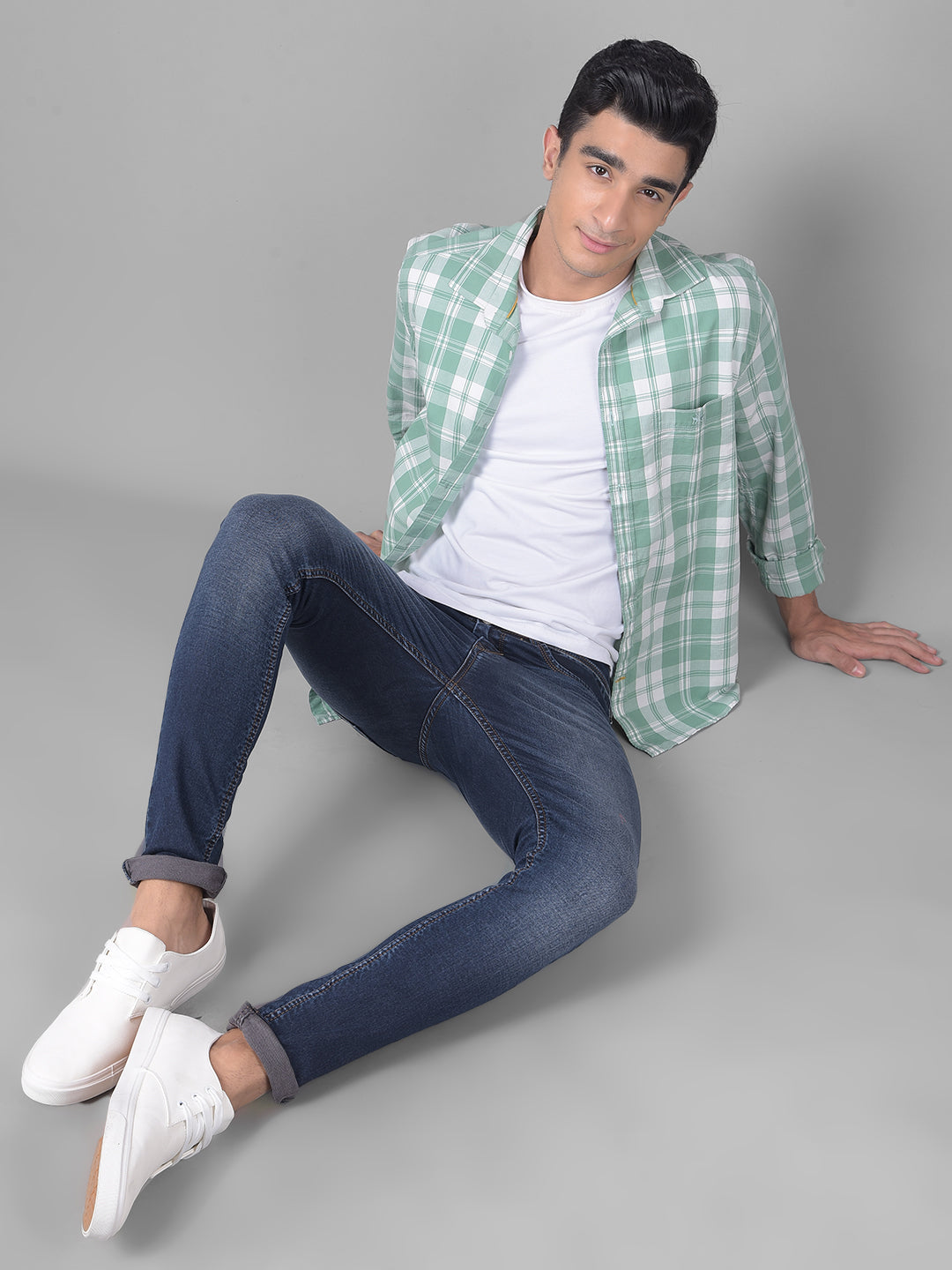 Green Checked Shirt-Men Shirts-Crimsoune Club