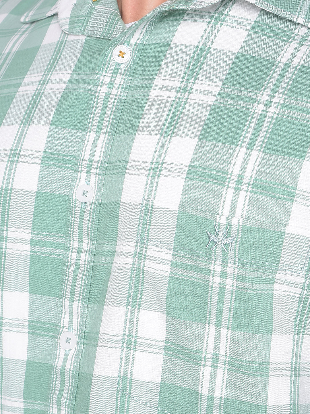 Green Checked Shirt-Men Shirts-Crimsoune Club