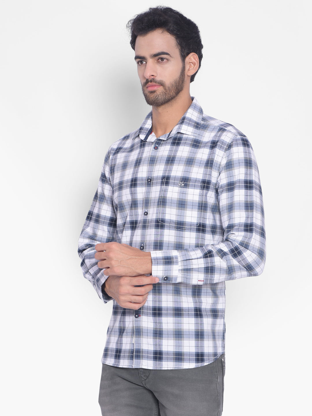 Grey Checked Shirt-Mens Shirts-Crimsoune Club