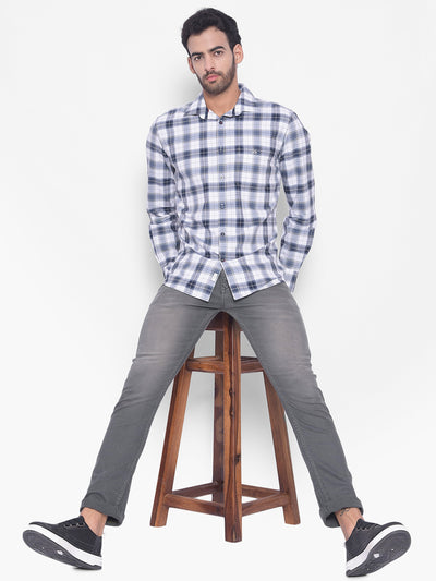 Grey Checked Shirt-Mens Shirts-Crimsoune Club