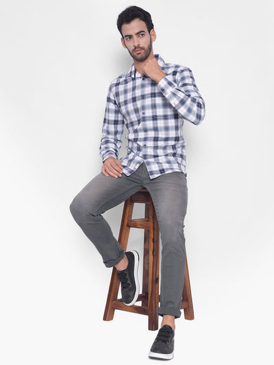 Grey Checked Shirt-Mens Shirts-Crimsoune Club