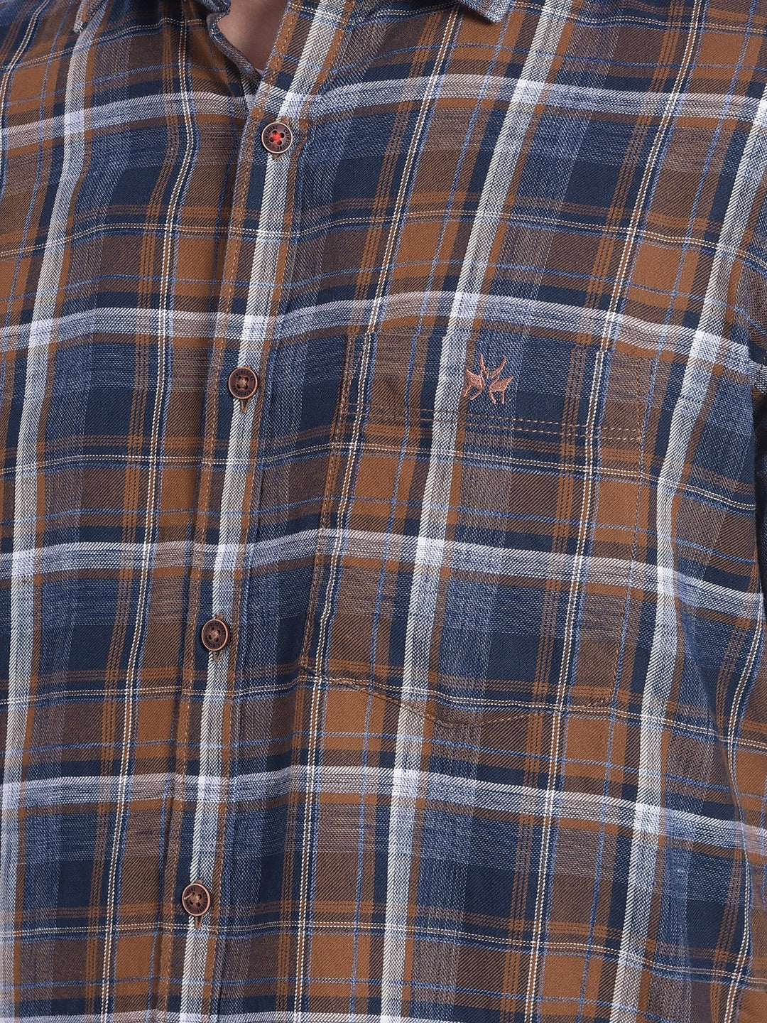 Brown Checked Shirt-Men Jeans-Crimsoune Club