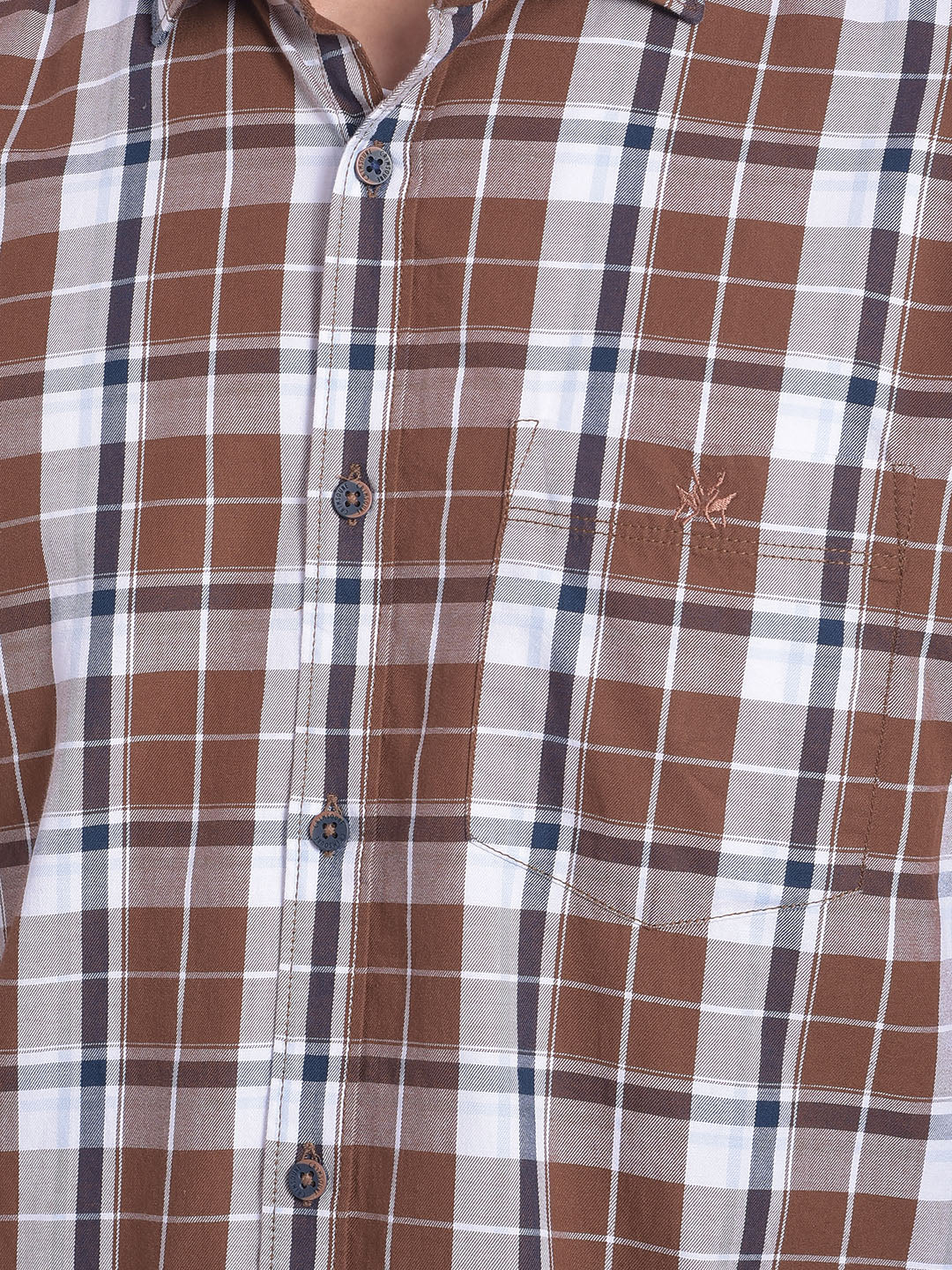 Brown Checked Shirt-Men Jeans-Crimsoune Club