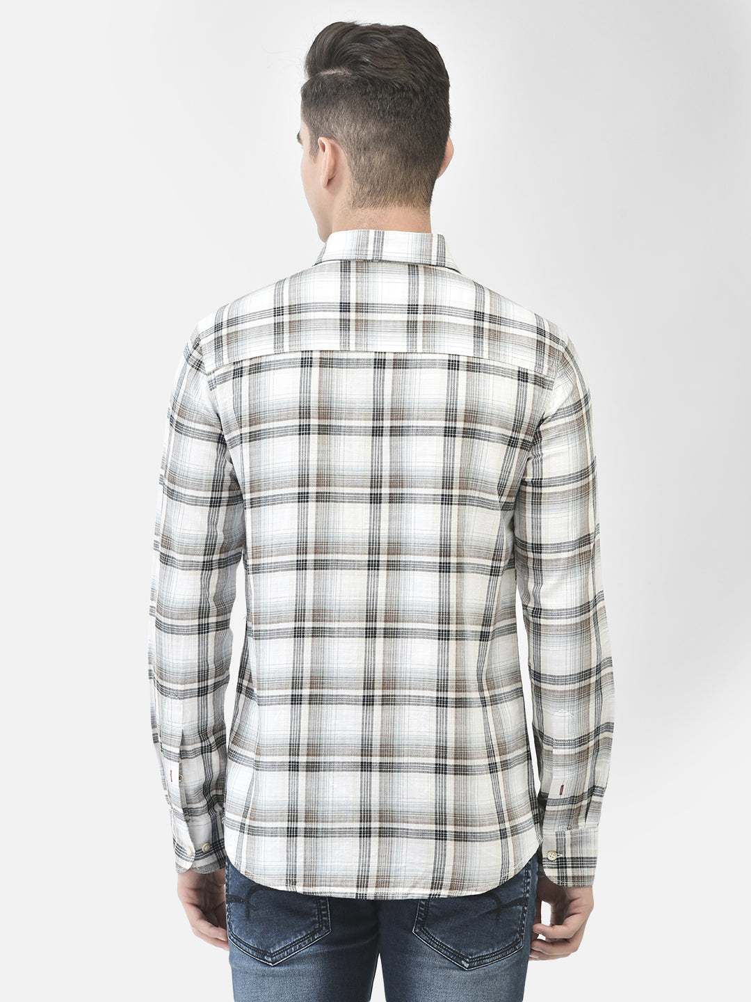 White Checked Shirt-Men Shirts-Crimsoune Club