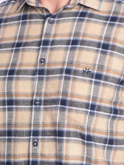 Beige Checked Shirt-Men shirts-Crimsoune Club