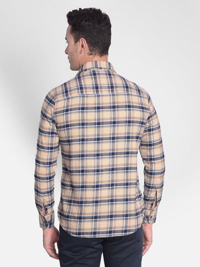 Beige Checked Shirt-Men shirts-Crimsoune Club