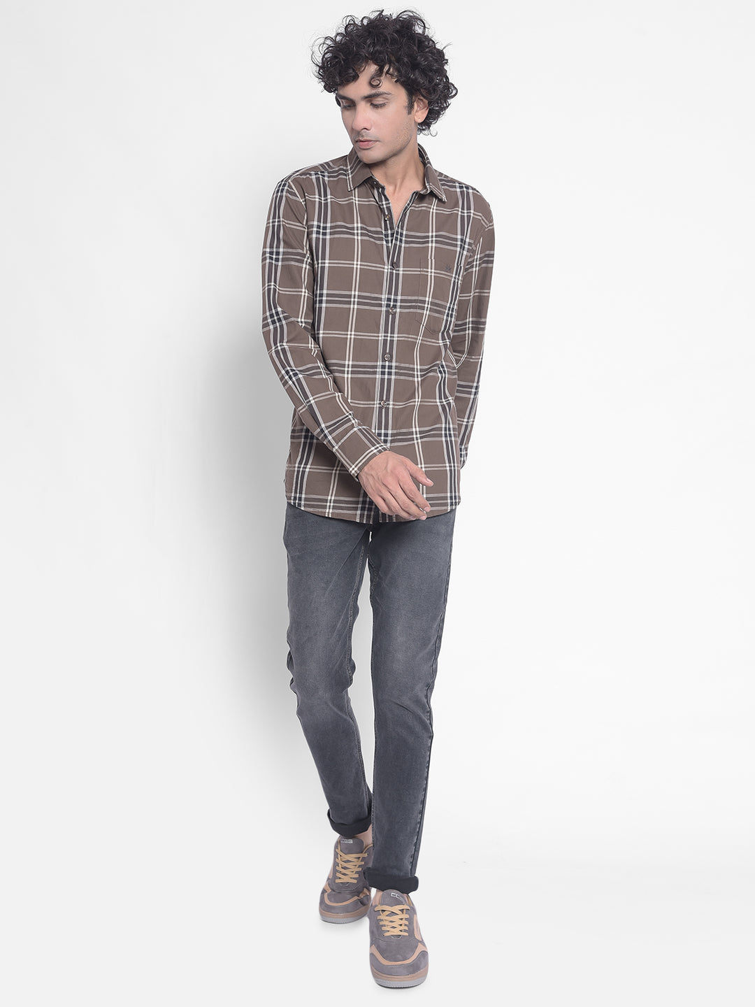 Grey Checked Shirt-Men Shirts-Crimsoune Club