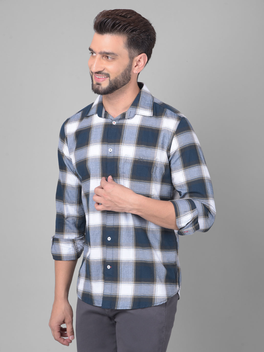 Blue Checked Shirt-Men Shirts-Crimsoune Club