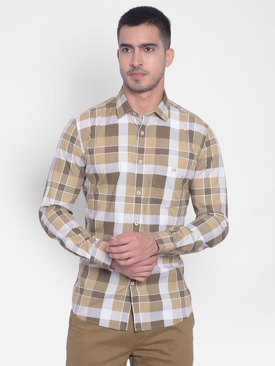 Light Brown Checked Shirt-Men Jeans-Crimsoune Club