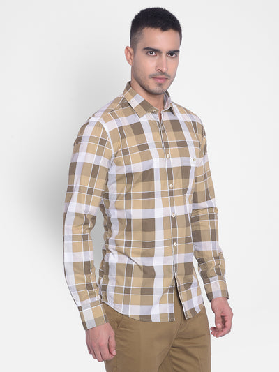 Light Brown Checked Shirt-Men Jeans-Crimsoune Club
