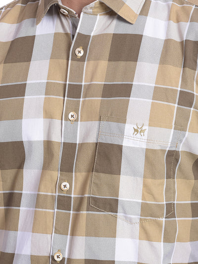 Light Brown Checked Shirt-Men Jeans-Crimsoune Club