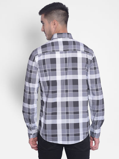 Grey Checked Shirt-Men Jeans-Crimsoune Club