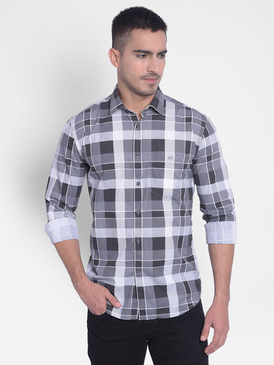 Grey Checked Shirt-Men Jeans-Crimsoune Club