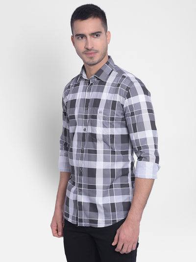 Grey Checked Shirt-Men Jeans-Crimsoune Club