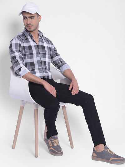 Grey Checked Shirt-Men Jeans-Crimsoune Club
