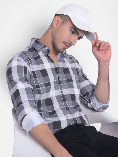 Grey Checked Shirt-Men Jeans-Crimsoune Club