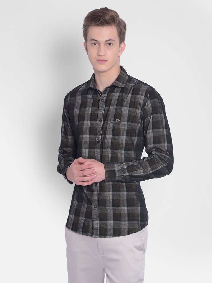 Multicolor Checked Corduroy Shirt-Men Shirts-Crimsoune Club