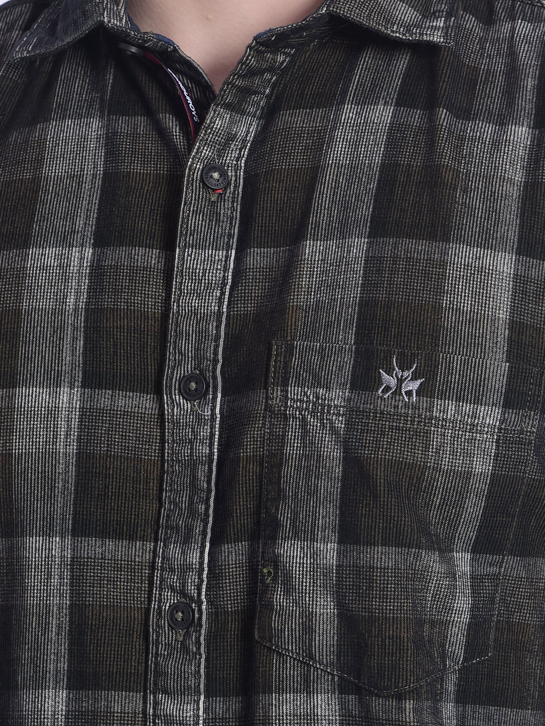 Multicolor Checked Corduroy Shirt-Men Shirts-Crimsoune Club