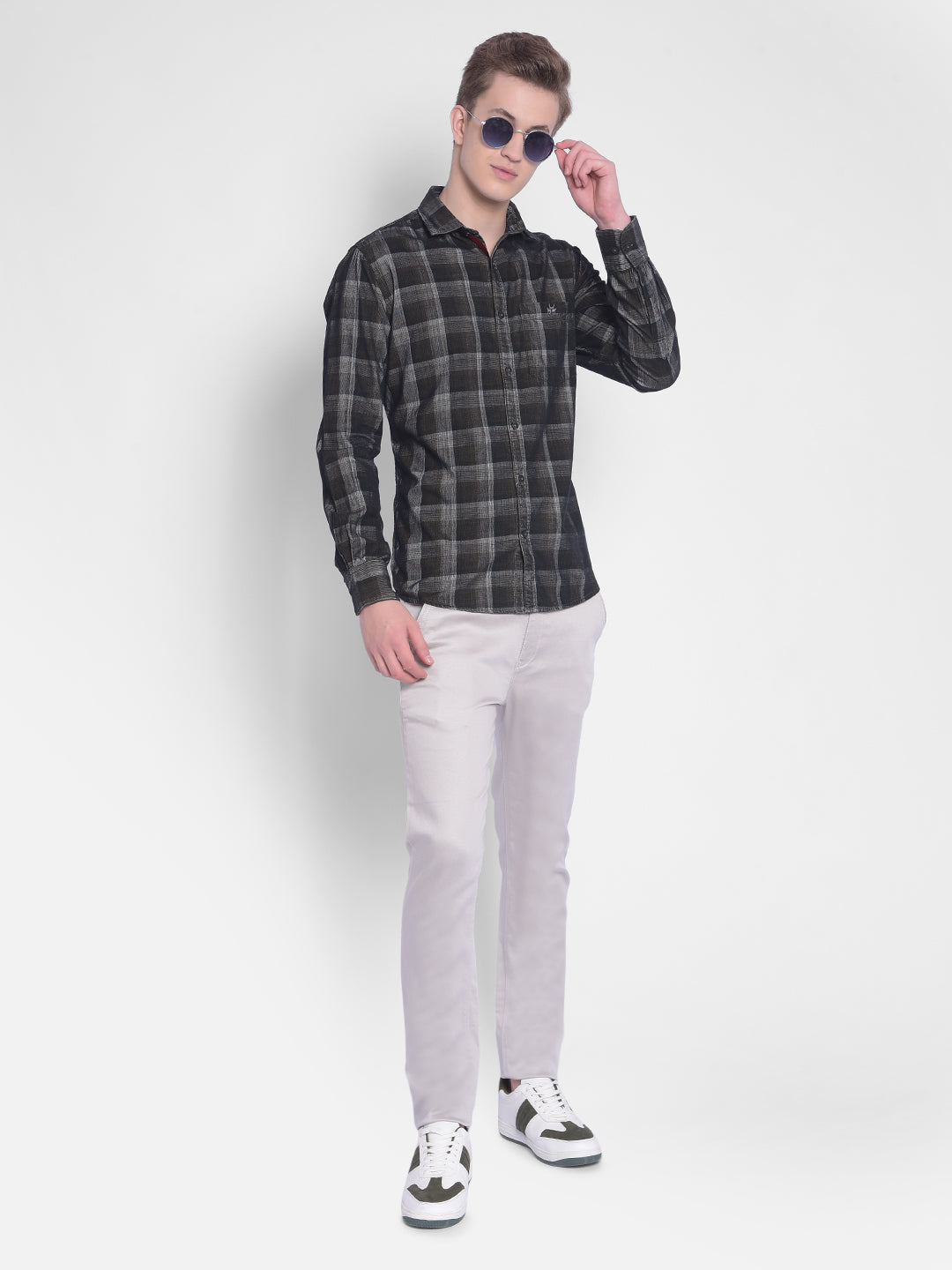 Multicolor Checked Corduroy Shirt-Men Shirts-Crimsoune Club